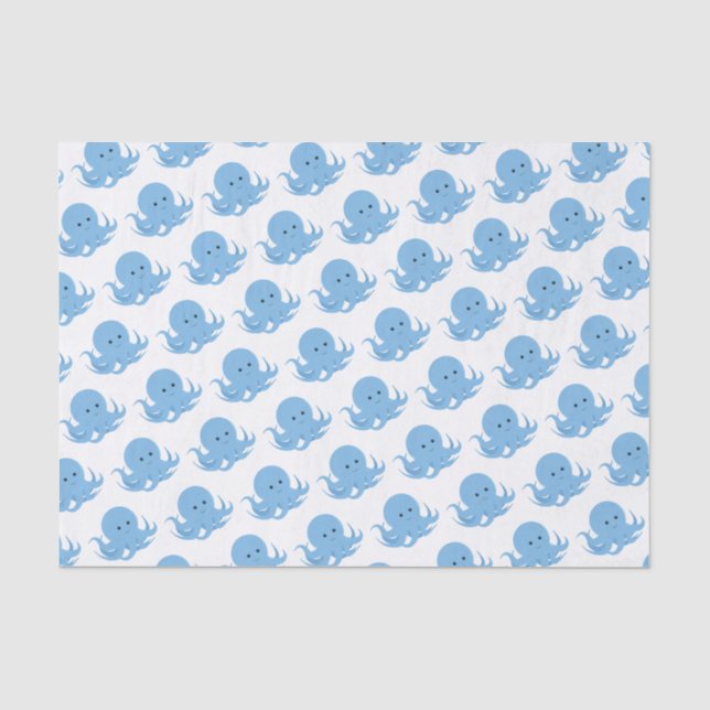 Blue Octopus Cute Animal Tissue Paper (Front)