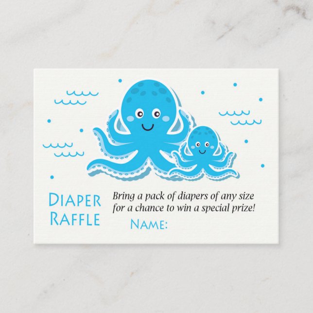 Blue Octopus Diaper Raffle Tickets (Front)