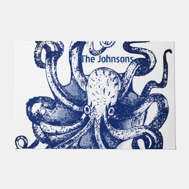 Blue Octopus Doormat (Front)