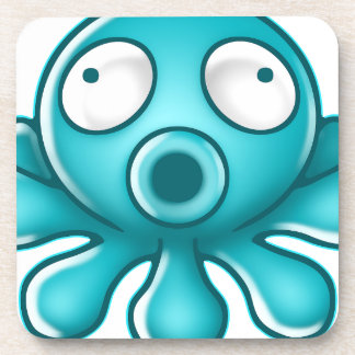 Blue Octopus Japanese Logo Coaster