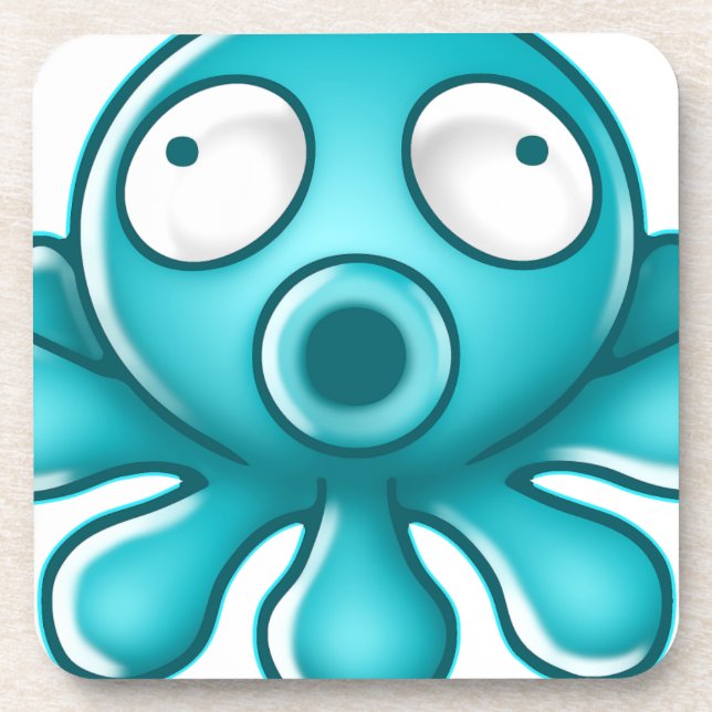 Blue Octopus Japanese Logo Coaster (Front)