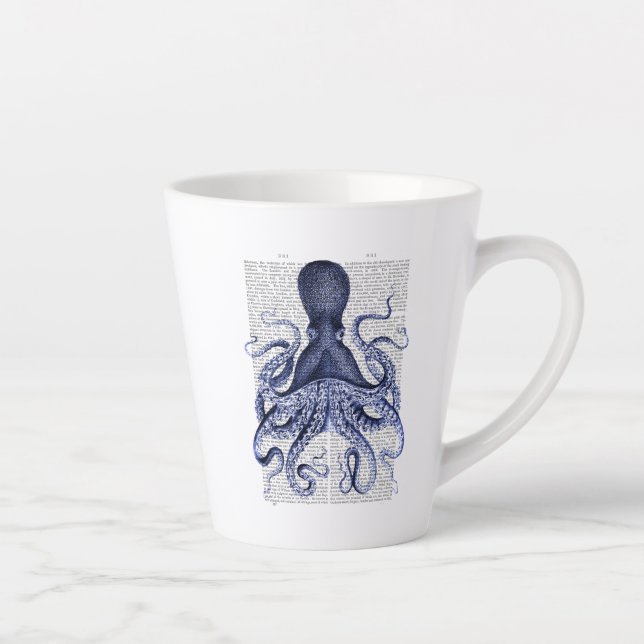 Blue Octopus Latte Mug (Right)