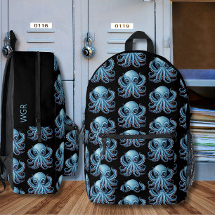 Blue Octopus Monogram Printed Backpack