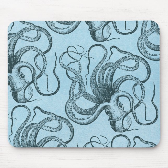 Blue Octopus Mouse Pad (Front)