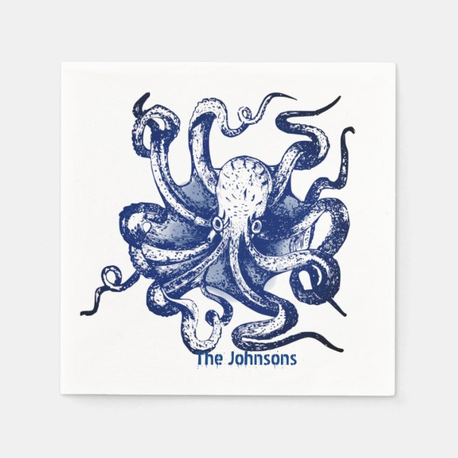 Blue Octopus Napkin (Front)