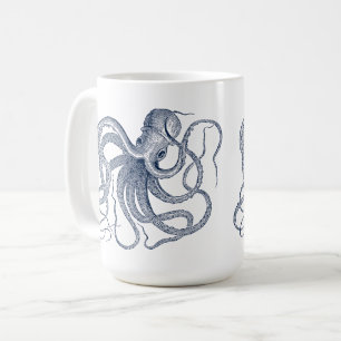 Blue Octopus Nautical illustration Coffee Mug