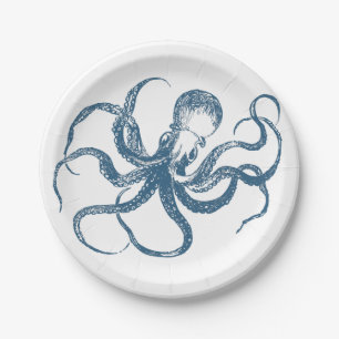Blue Octopus paper plates