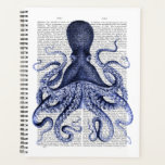 Blue Octopus Planner<br><div class="desc">Blue Octopus 3 by Fab Funky. Features a blue-purple octopus with a book page for a background.|190413D</div>