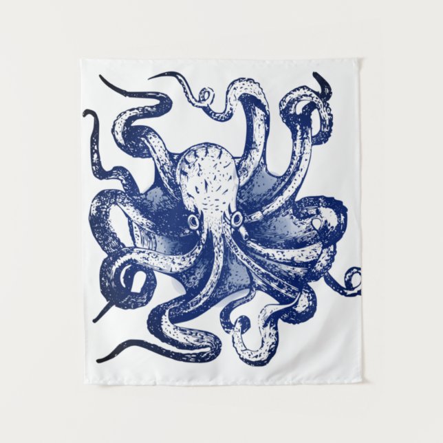 Blue Octopus Tapestry (Front)