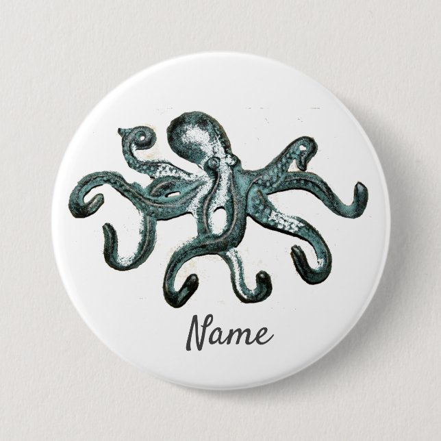 Blue Octopus Thunder_Cove  3 Inch Round Button (Front)