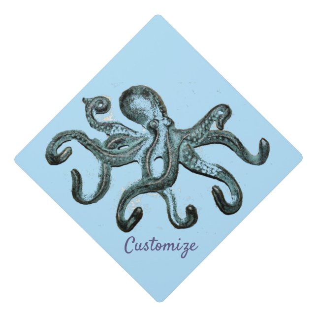 Blue Octopus Thunder_Cove Graduation Cap Topper (Front)
