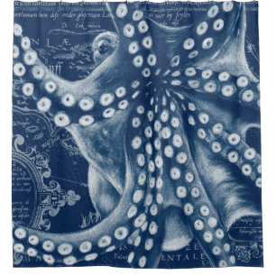 Blue Octopus Vintage Map Chic