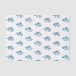 Blue Octopus Watercolor Pattern Beach Tissue Paper
