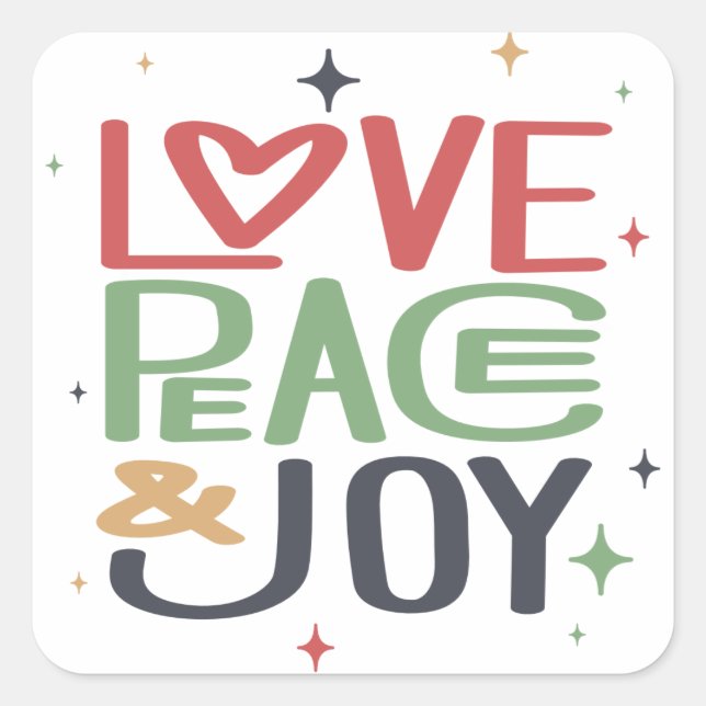 Blue of the holiday : Love, peace and joy Square Sticker (Front)