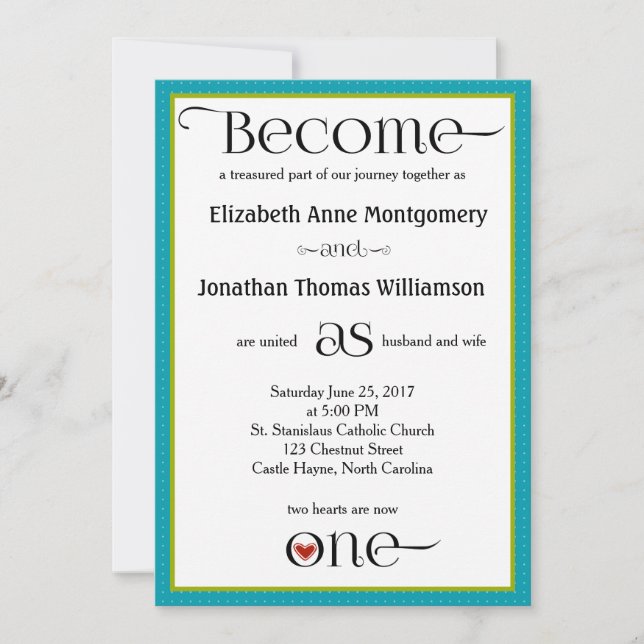 Blue Ogee Christian Wedding Invitation (Front)