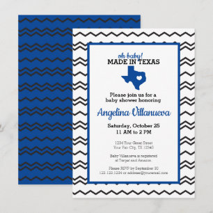 Blue Oh Baby! Chevron Made in Texas Shower Invitation