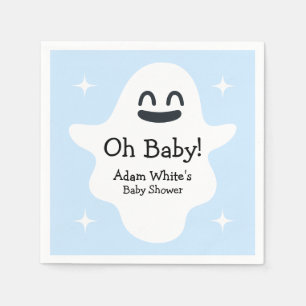 Blue Oh Baby Happy Ghost Halloween Baby Shower Napkin