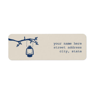Blue Oil Lantern Camping Address Label