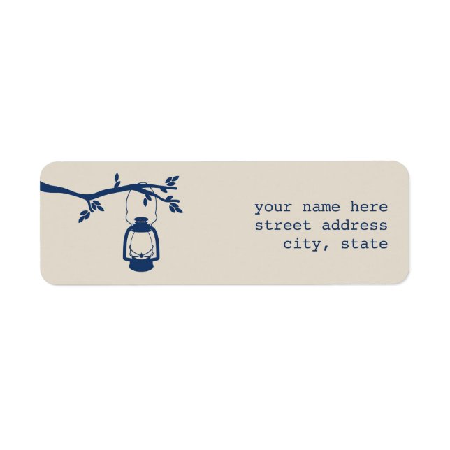 Blue Oil Lantern Camping Address Label (Front)