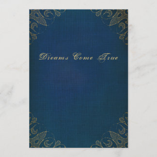 Blue Old Antique Gilded Book Cover Invitation