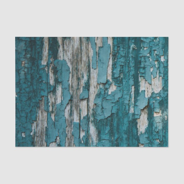 Blue Old Peeling Paint Wood Wall Texture Tissue Paper (Front)