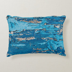 Blue old wooden background accent pillow