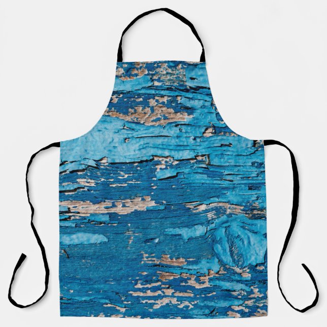 Blue old wooden background  apron (Front)