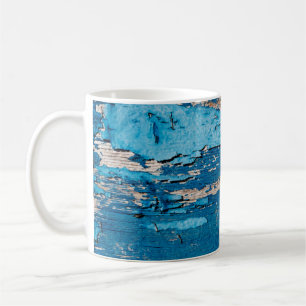 Blue old wooden background coffee mug
