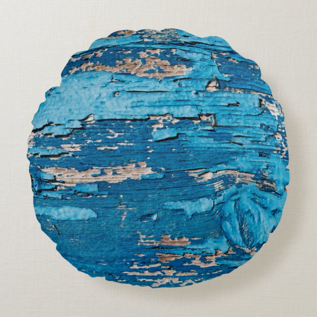 Blue old wooden background  round pillow (Front)