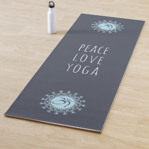 Blue Om & Mandala Peace Love Yoga Mat