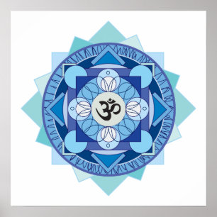 Blue OM Mandala Poster