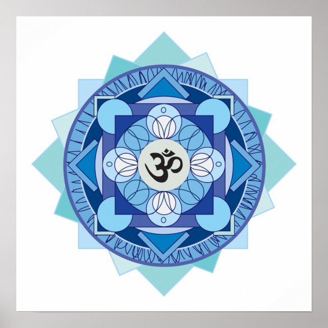 Blue OM Mandala Poster (Front)