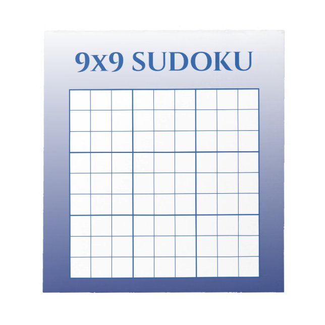 Blue Ombre 9 by 9 Sudoku Template Notepad (Front)