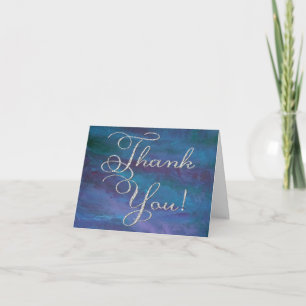Blue-Ombre Abstract   Dark Turquoise Teal Purple Thank You Card