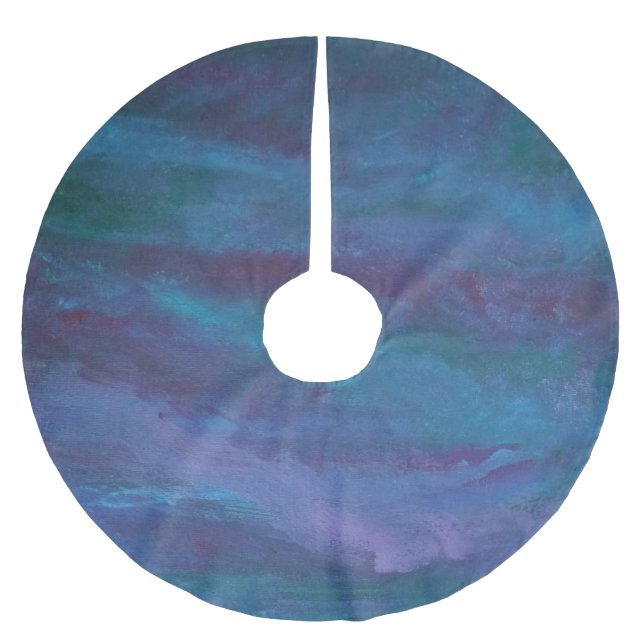Blue-Ombre Abstract | Turquoise Teal Violet Purple Brushed Polyester Tree Skirt (Front)