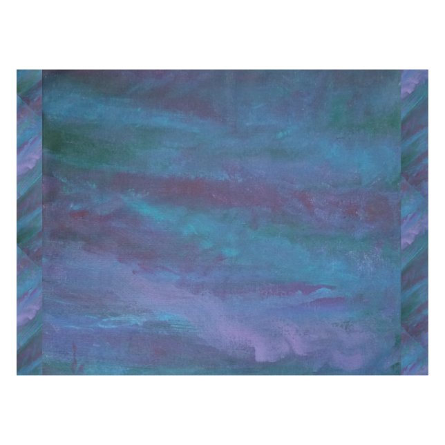 Blue Ombre Abstract | Turquoise Teal Violet Purple Tablecloth (Front (Horizontal))