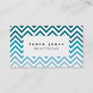 blue Ombre Chevron Beautician Fashion Template Business Card