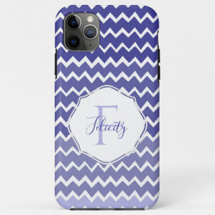 Blue Ombre Chevron Personalized iPhone Case