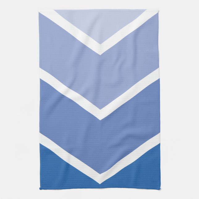 Blue Ombré Chevron Stripes Kitchen Towel (Vertical)