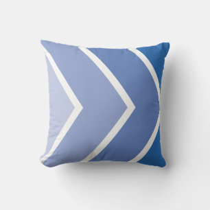 Blue Ombré Chevron Stripes Pattern Throw Pillow