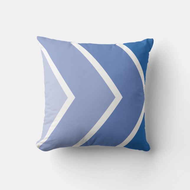 Blue Ombré Chevron Stripes Pattern Throw Pillow (Front)