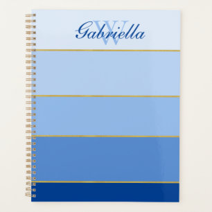 Blue Ombre Colour Block Personalized Planner
