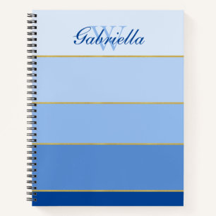 Blue Ombre Colour Block Personalized Planner Notebook