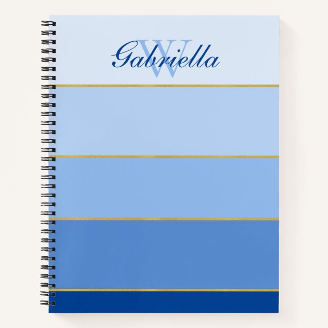 Blue Ombre Colour Block Personalized Planner  Notebook (Front)