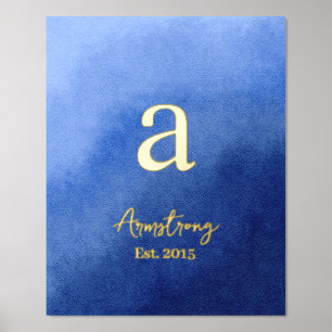 Blue Ombre Family Name Year Established Real Foil Prints