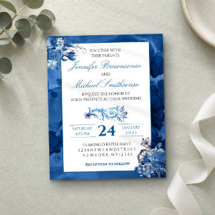 Blue Ombre floral Elegant Wedding budget Flyer
