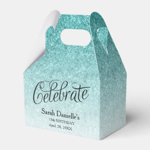 Blue Ombre Glitter Custom Birthday Favour Favor Box