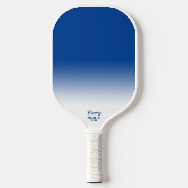 Blue Ombre Gradient Custom Text Name Cool Pickleball Paddle (Front)