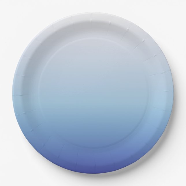 Blue Ombre Gradient Paper Plate (Front)
