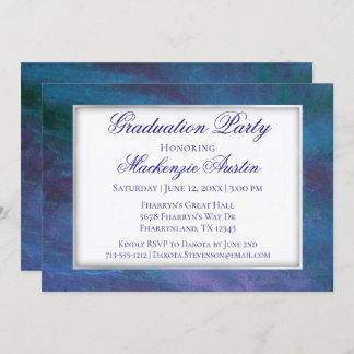 Blue-Ombre Graduation | Turquoise Violet Purple Invitation